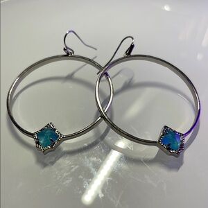 Silver Hoop Earrings with Blue Accents by Kendra Scott